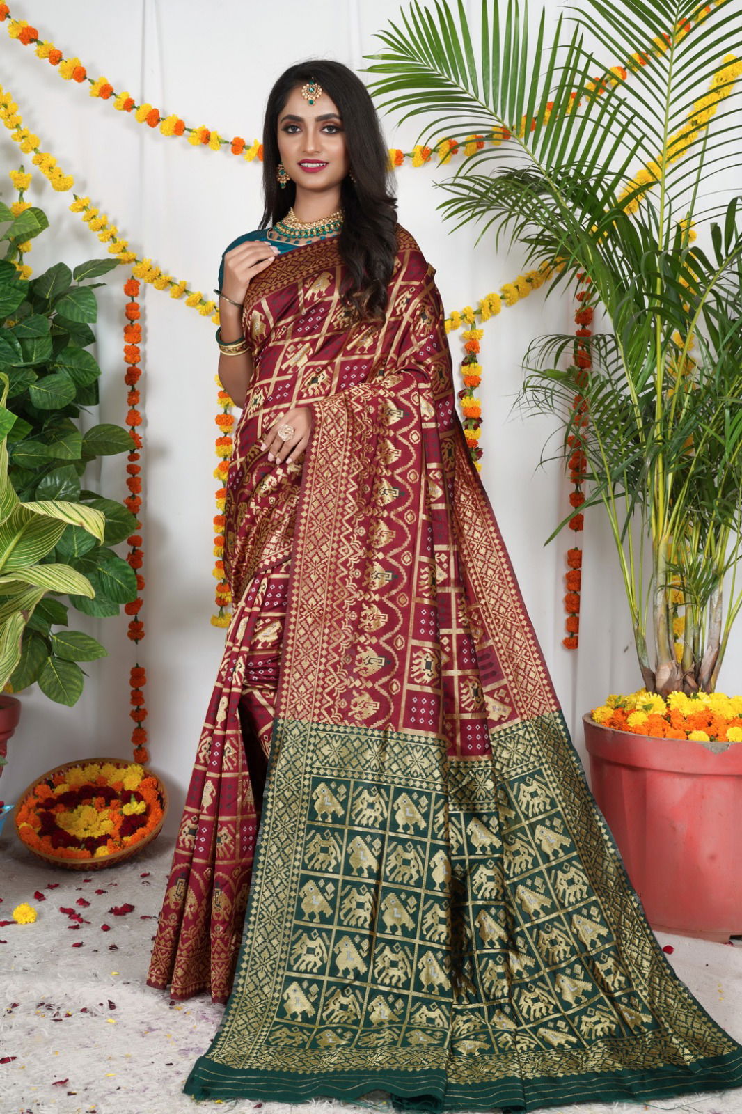 Bandhani Patola Saree By Dhruvi Designer Hub Lichi Soft Silk Saree Catalog
